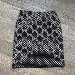 RIANI | Black and White Bow and Polka Dot Patterned Skirt / Elastic Band Size 8